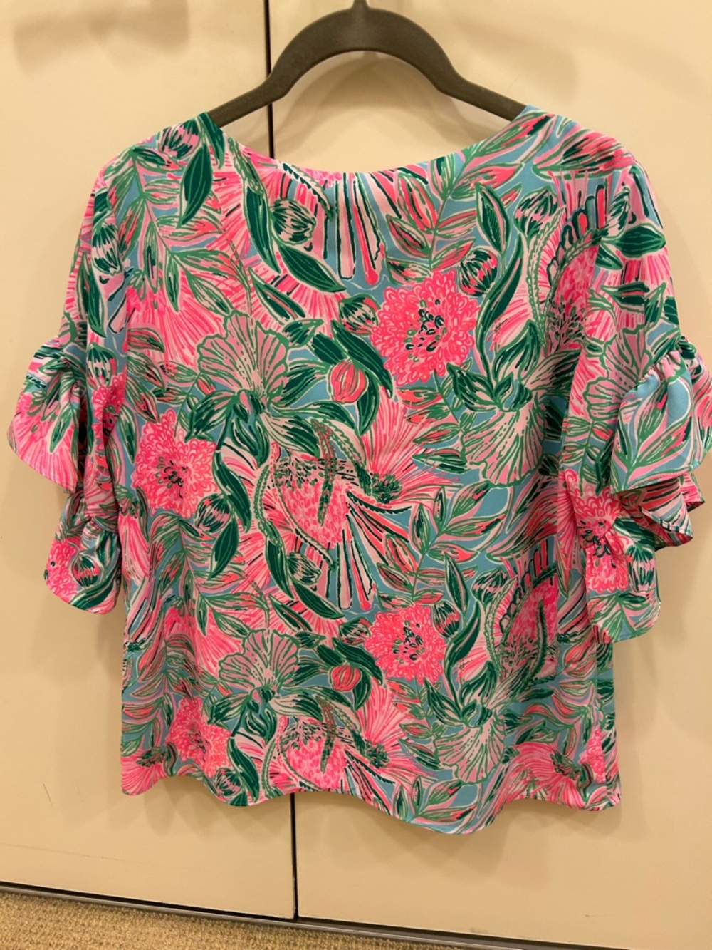 Lilly Pulitzer Darlah Lileeze pink blue green Horizon top size small